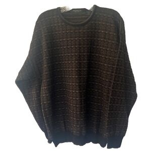Vintage Segreto Sweater Mens Textured 90s Grandpa Brown Merino Pure Wool M Italy